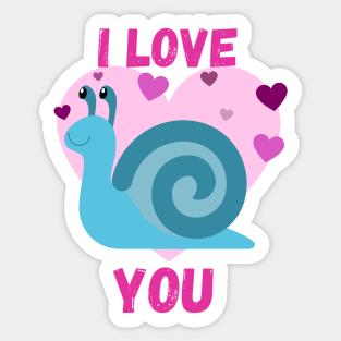 Pink I love you - Snail Sticker